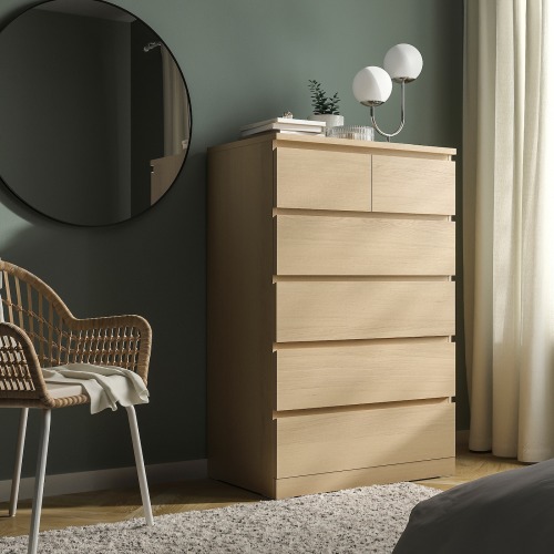 IKEA MALM Chest of 6 Drawers Oak Furniture Urban Sales NZ
